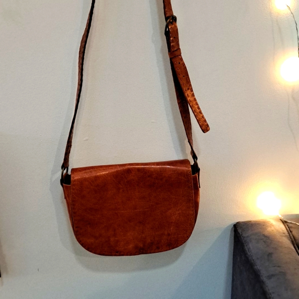 #66 Bohemian Style Leather Crossbody Messenger Bag From India